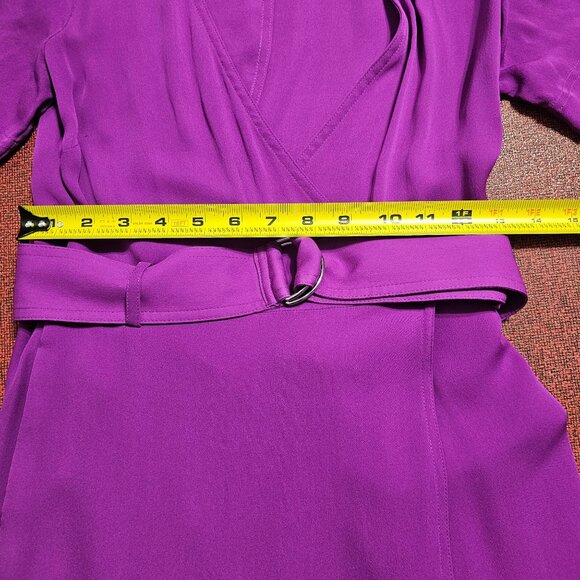 A.L.C. Claire Handkerchief Hem Silk Wrap Dress Sz 0 Purple Fuchsia Belted Waist - Picture 16 of 16